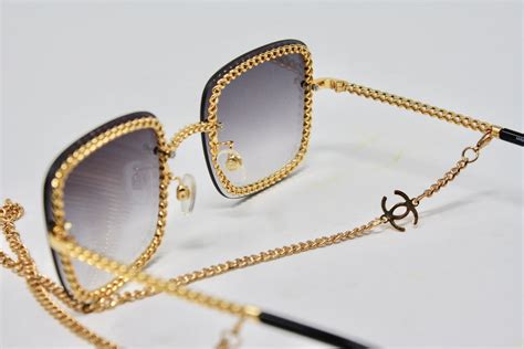 chanel sunglass with chain|Chanel sunglasses chain side.